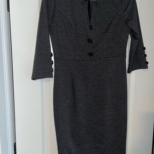 Grace Karin Gray Sheath Dress V-Neck 3/4 Cuffed Sleeves